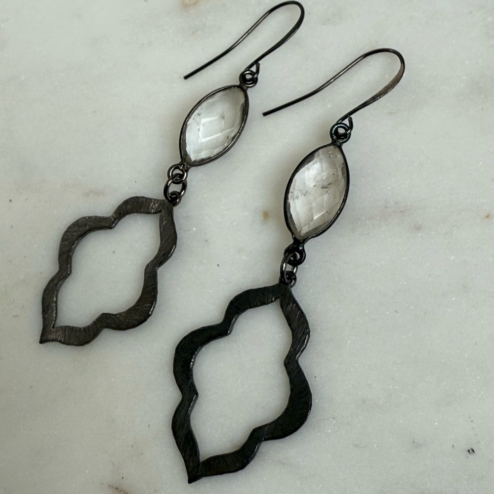Rutile quartz keyhole earrings - Picture 2 of 2